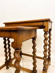 antique barley twist oak nesting tables