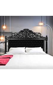 Baroque Bed Headboard Black Velvet With