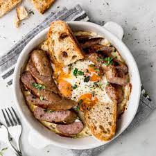 baked eggs with sausages the perfect