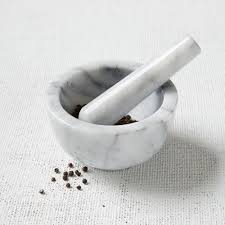 Blend ingredients, crush herbs or grind spices with the help of this mortar and pestle. Marble Mortar Pestle