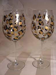Painted White Wine Glasses In Gold