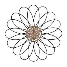 Carved Wood And Metal Flower Wall Décor