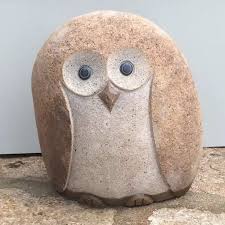 Decorative Cobble Stone Owls Carving