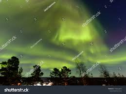Photo Northern Lights Above River Valley Nature Stock Image