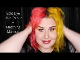 split dye hair colour matching makeup