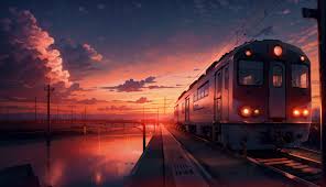 hd train view at sunset wallpaper hd