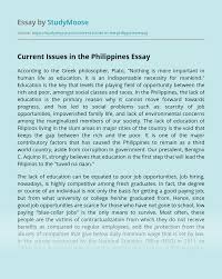 If you need help writing your assignment, please use our research paper writing service and buy a paper on any topic at affordable price. Current Issues In The Philippines Free Essay Example