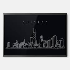 Framed Chicago Skyline Wall Art