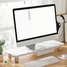 cloud shaped monitor stand wood