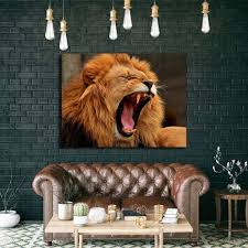tableau lion rugissant royaume du tableau