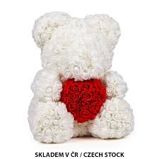 teddy bear made of roses white