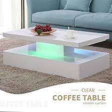 Mecor Modern Glossy White Coffee Table