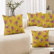 yellow flowers printed lushomes cushion