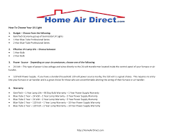 Uv Light Selection Guide Home Air Direct Pages 1 3