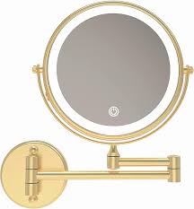 wall mounted lighted makeup mirror gold
