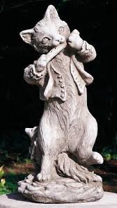 Al Cat With Flute Stone Statue