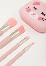 psyched up pink makeup brushes set