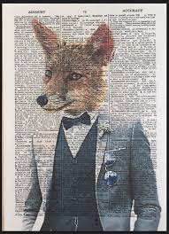 Fox Print Vintage Dictionary Page Wall