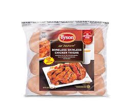 To bake juicy chicken thighs in the oven that have crispy skin you first need to let them sit at room temperature for 20 minutes. Frozen Boneless Skinless Chicken Thighs Tyson Brand