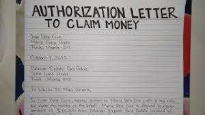 an authorization letter to claim money