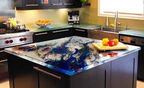 Custom Glass Kitchen Island Countertops