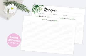 Floral Recipe Cards Printable 3x5 And 4x6 Double Sided