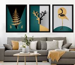 minimalist gold black fern flamingo