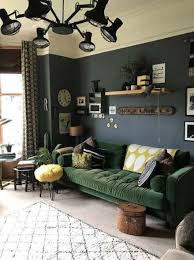 living room grey green yellow couch