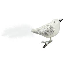 White Glass Bird Ornament Decor By