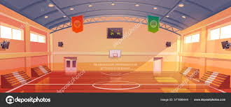 basketball court with hoop tribune and