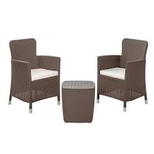 Inval Capri 3 Piece Outdoor Set With Cushions Mocha Brown