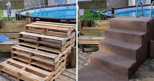 If you can't get pallets you could still make the deck with purchased lumber. How To Make Above Ground Pool Steps From Old Pallets For Less Than 100 Decor Home Ideas