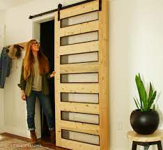 modern diy sliding door with frosted