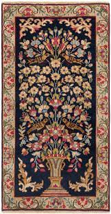 kerman persian rug night blue 114 x 60 cm