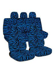 Blue Zebra Print Car Seat Covers