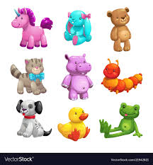 funny textile stuffed toys set vector image