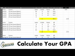 calculate college gpa with excel and