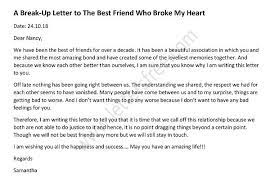 a break up letter to the best friend
