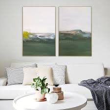 Set Of 2 Green Abstract Prints Painting