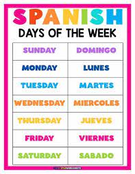 spanish days of the week worksheets