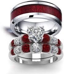 I purchase these rings as the shape, style and price were with in my parameters. Amazon Com Gy Jewelry His And Hers Wedding Ring Sets Couples Matching Rings Black Women S Red Cubic Zirconia Wedding Engagement Ring Bridal Sets Men S Tungsten Carbide Wedding Band Jewelry