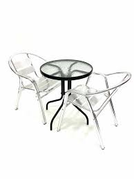 Round Glass Table 2 Double Tube Chairs