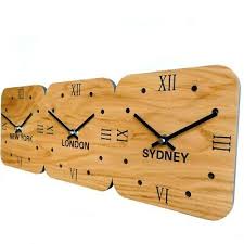 roco verre oak wooden time zone clock