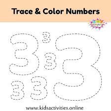 Kids develop their fine motor skills by tracing numbers. Printable Tracing Numbers Worksheets Trace Color Kids Activities