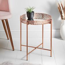 Lana Mirrored Tray Table Rose Gold