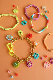 flower charm perler bead bracelets