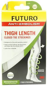 Futuro Anti Embolism Stockings Thigh Length Moderate Compression Closed Toe Med