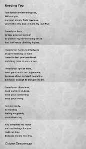 needing you poem by chloee desormeau