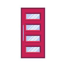 Red Door With Glass Flat Icon Vector