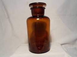 vintage amber glass apothecary jar for